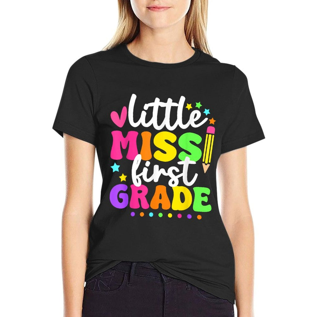 Little Miss 1st Grade Kids Girls Pencil Back To School Funny  Durable T-Shirt