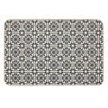 Nouveau Spanish Tile Pattern in Black And Almond Cream  Non-Slip Bath Mat