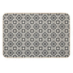 Nouveau Spanish Tile Pattern in Black And Almond Cream  Non-Slip Bath Mat