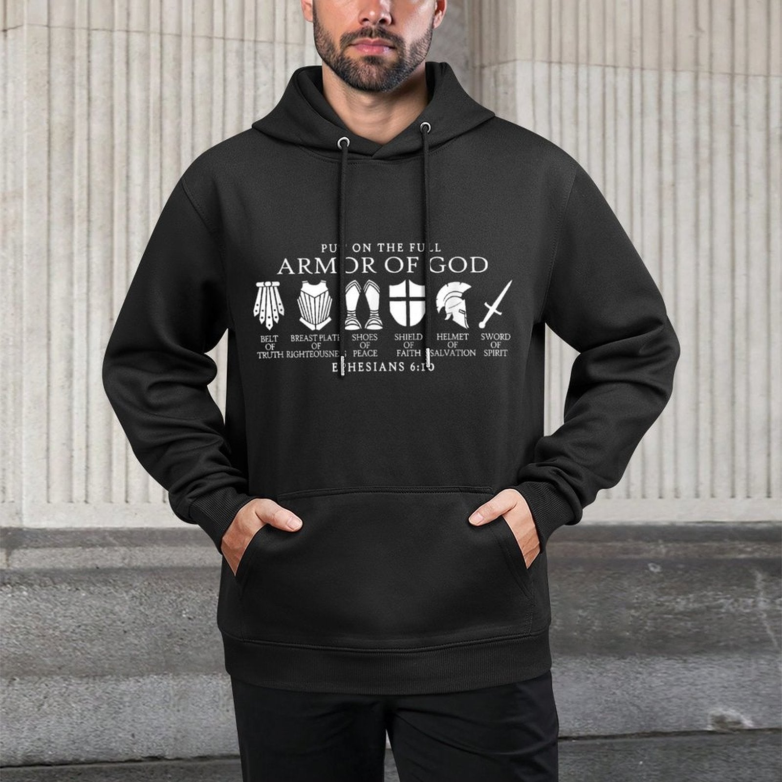 Put on The Full Armor of God Christian, Catholic, Religious Cotton-Polyester Blend Hoodie