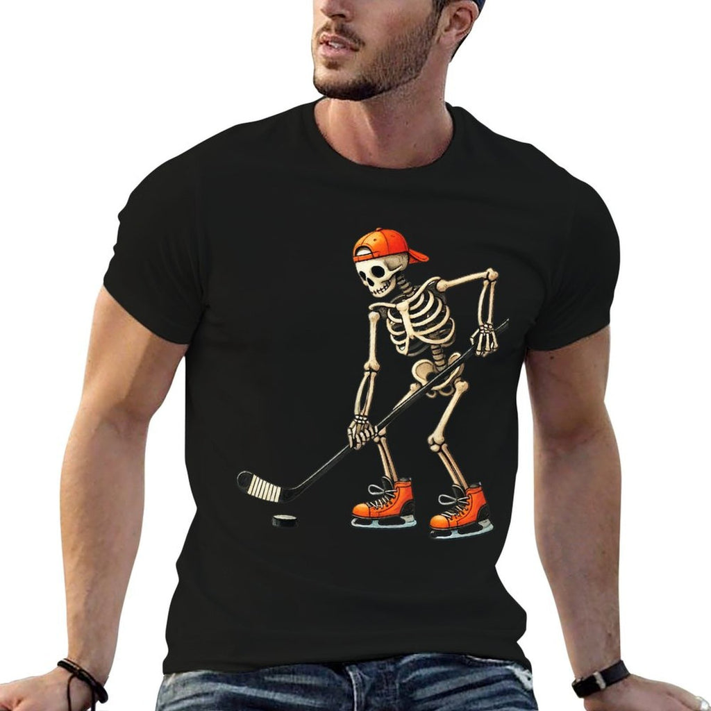 Skeleton Ice Hockey Halloween Costume Men Boys Kids Comfortable T-Shirt