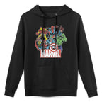 Marvel Avengers Team Retro Comic Vintage Graphic Relaxed Fit Hoodie