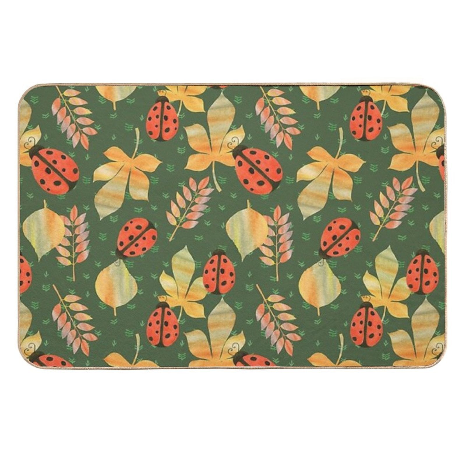 Botanical Background with Ladybugs  Multi-Purpose Bath Mat