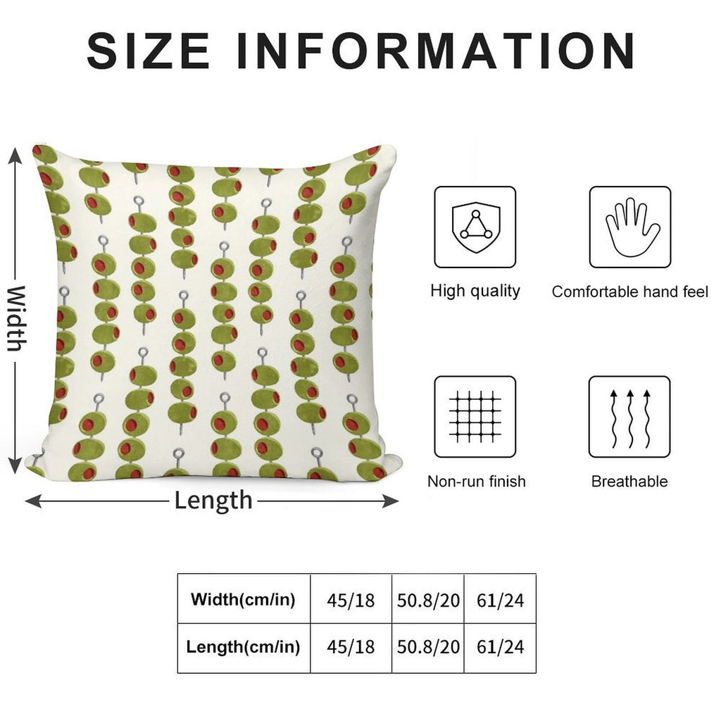Martini Cocktail Olives  - Olives on A Stick Soft Shrink-Resistant Throw Pillow