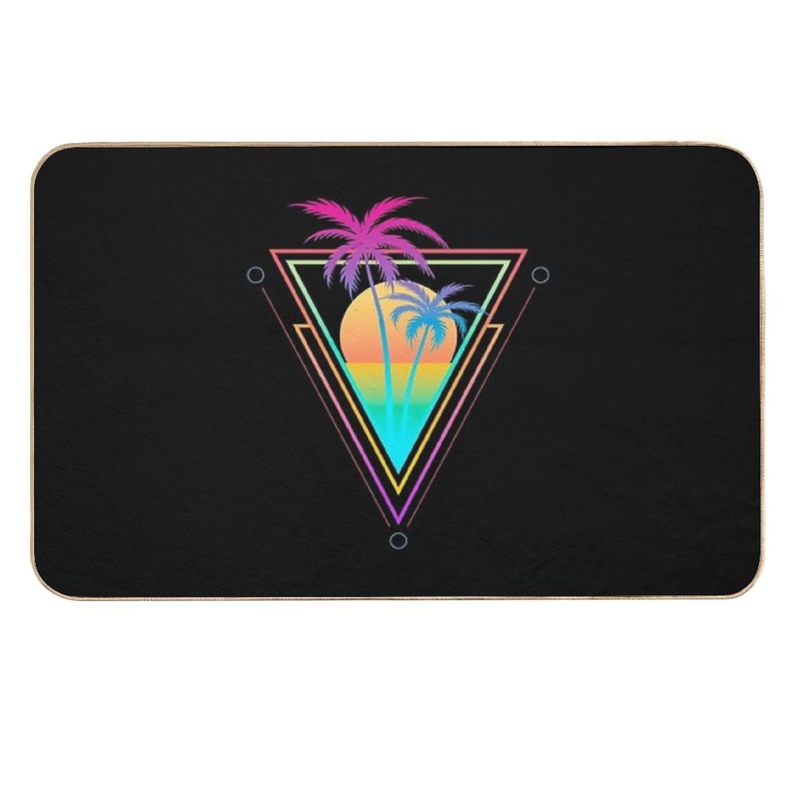 Palm Tree Retro 80s Sunset Beach  Easy Maintenance Bath Mat