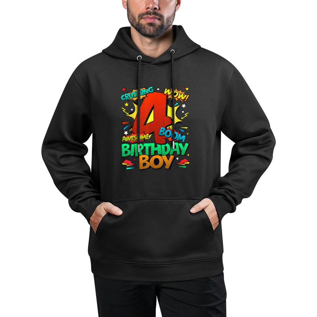 4th Birthday Kids Comic Style Kids Boys 4 Year Old Gifts Moisture-Wicking Hoodie