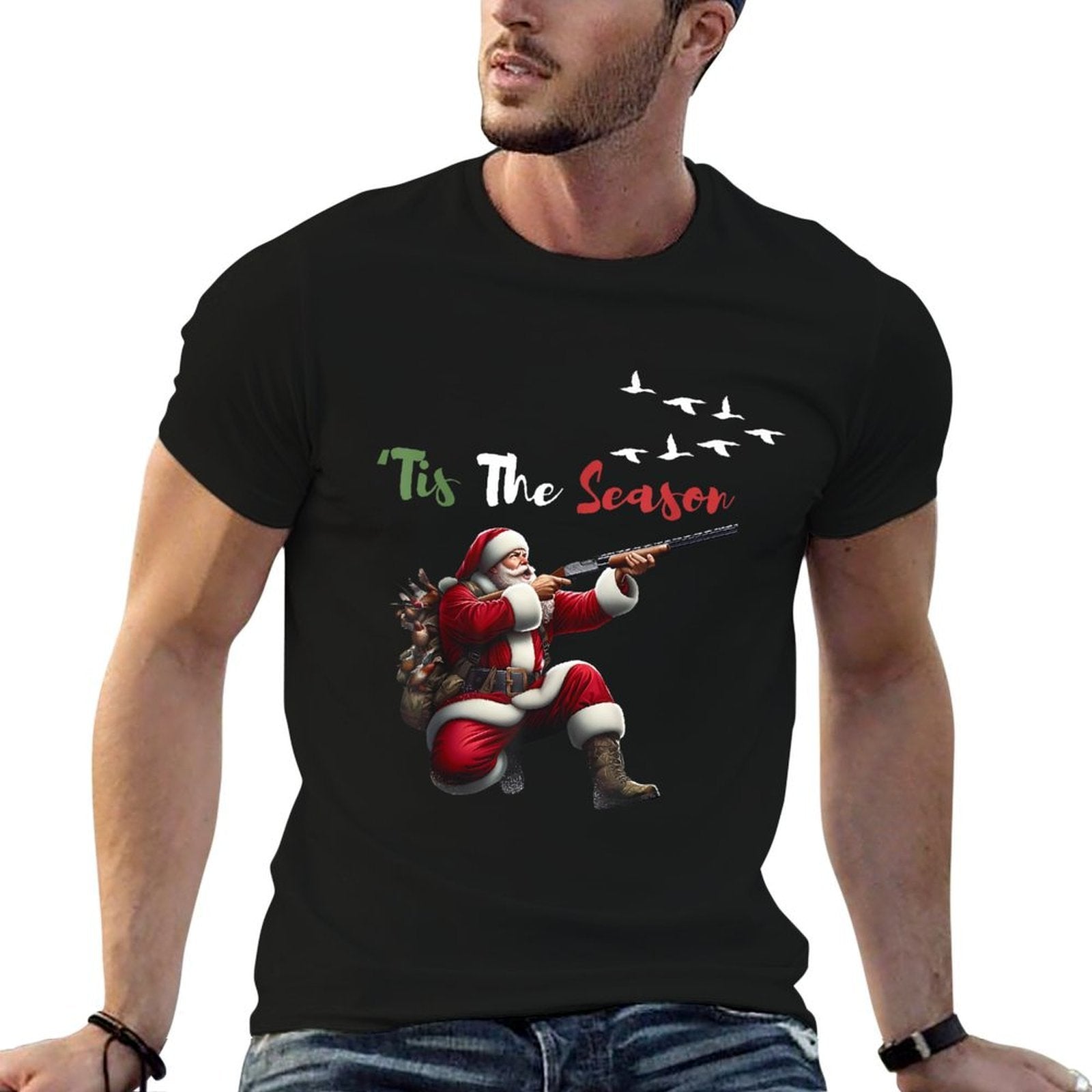 Christmas Santa Claus Duck Hunting Men Women Duck Hunter  Breathable T-Shirt