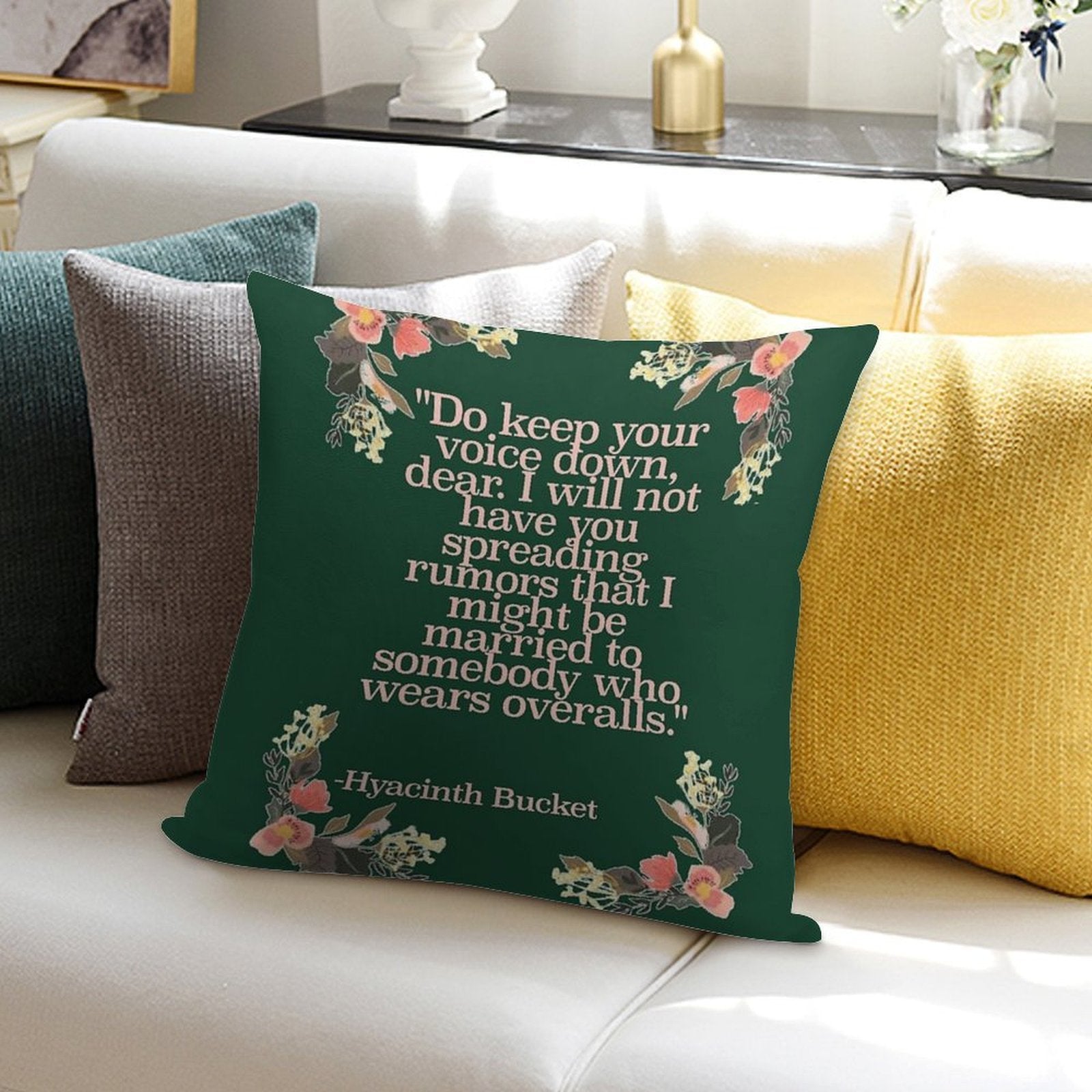 Hyacinth Bucket Quotes Soft Washable Throw Pillow
