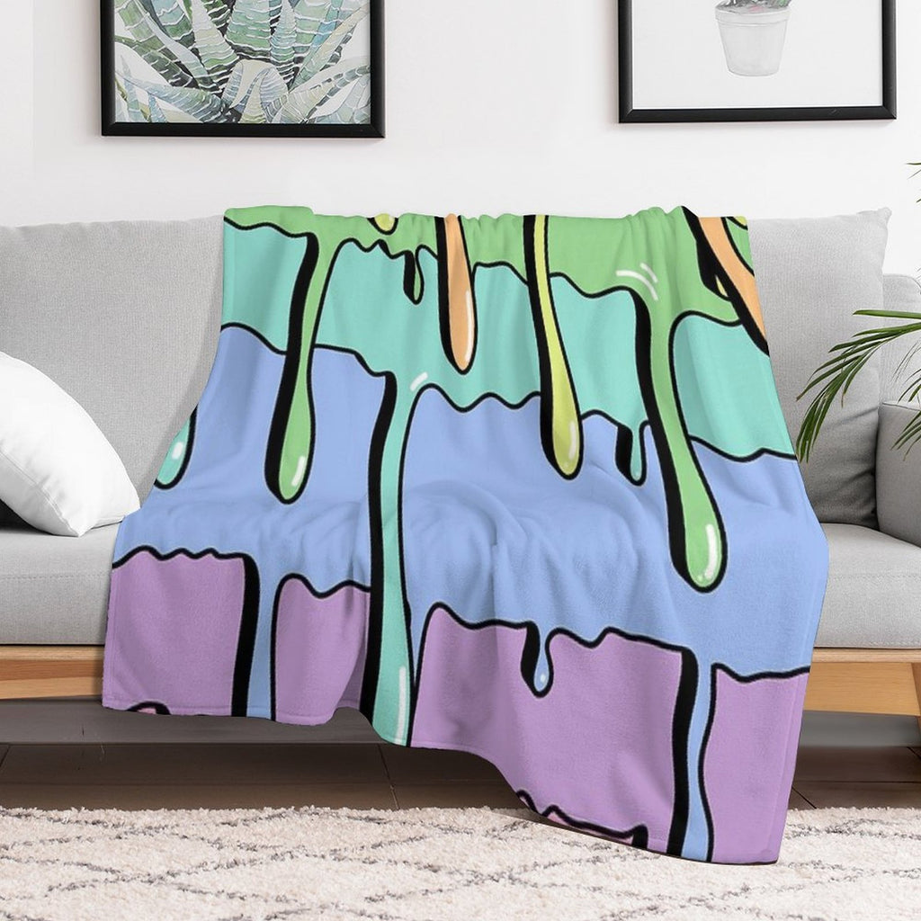 Slime Rainbow Kawaii Aesthetic Drippy Pattern Multi-functional Throw Blanket