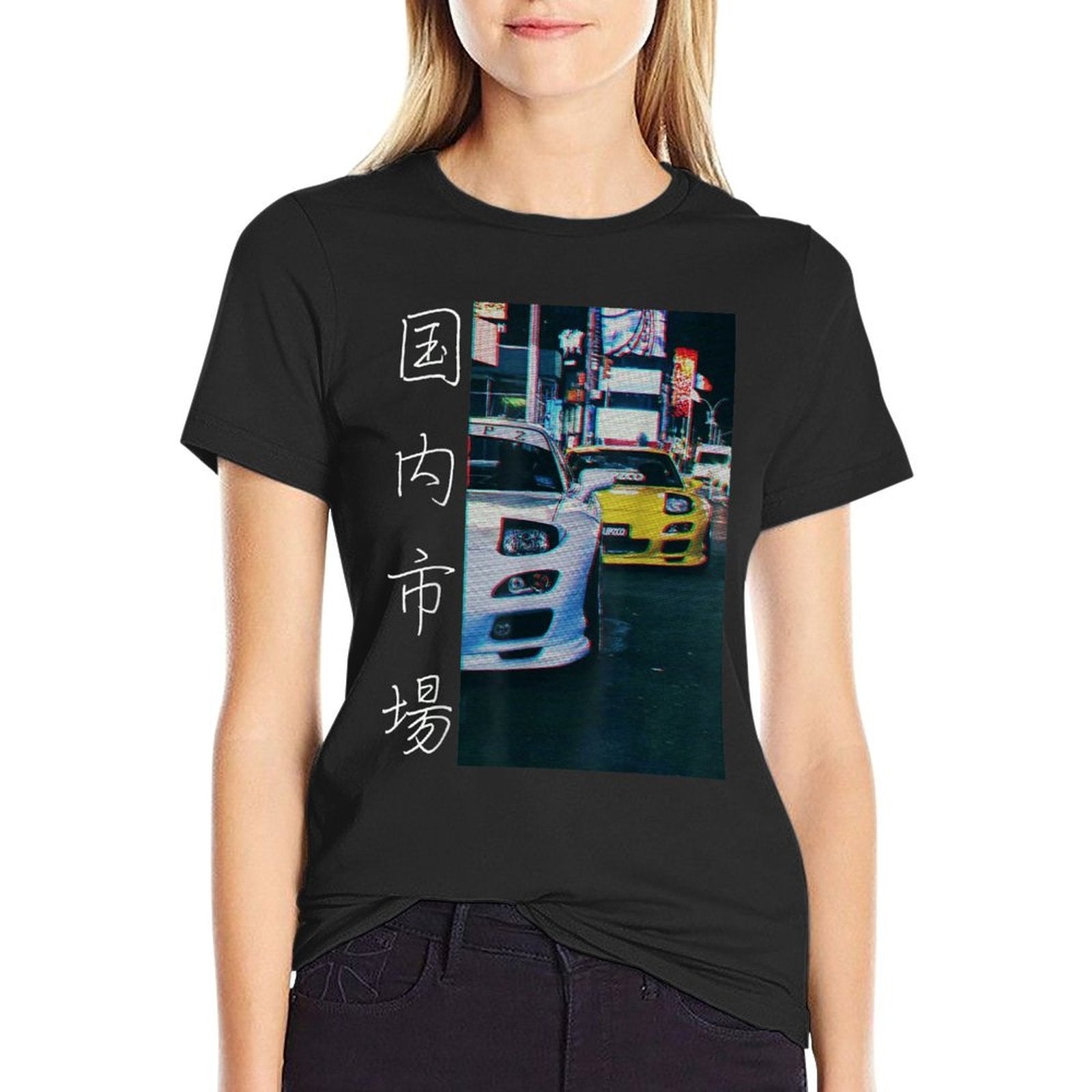 Distress Two Legendary JDM RX-7 Sport Cars Night Drift  Soft T-Shirt
