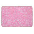 Floral Geometric Outlines on Pink  Dirt-Trapping Bath Mat