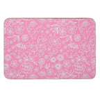 Floral Geometric Outlines on Pink  Dirt-Trapping Bath Mat