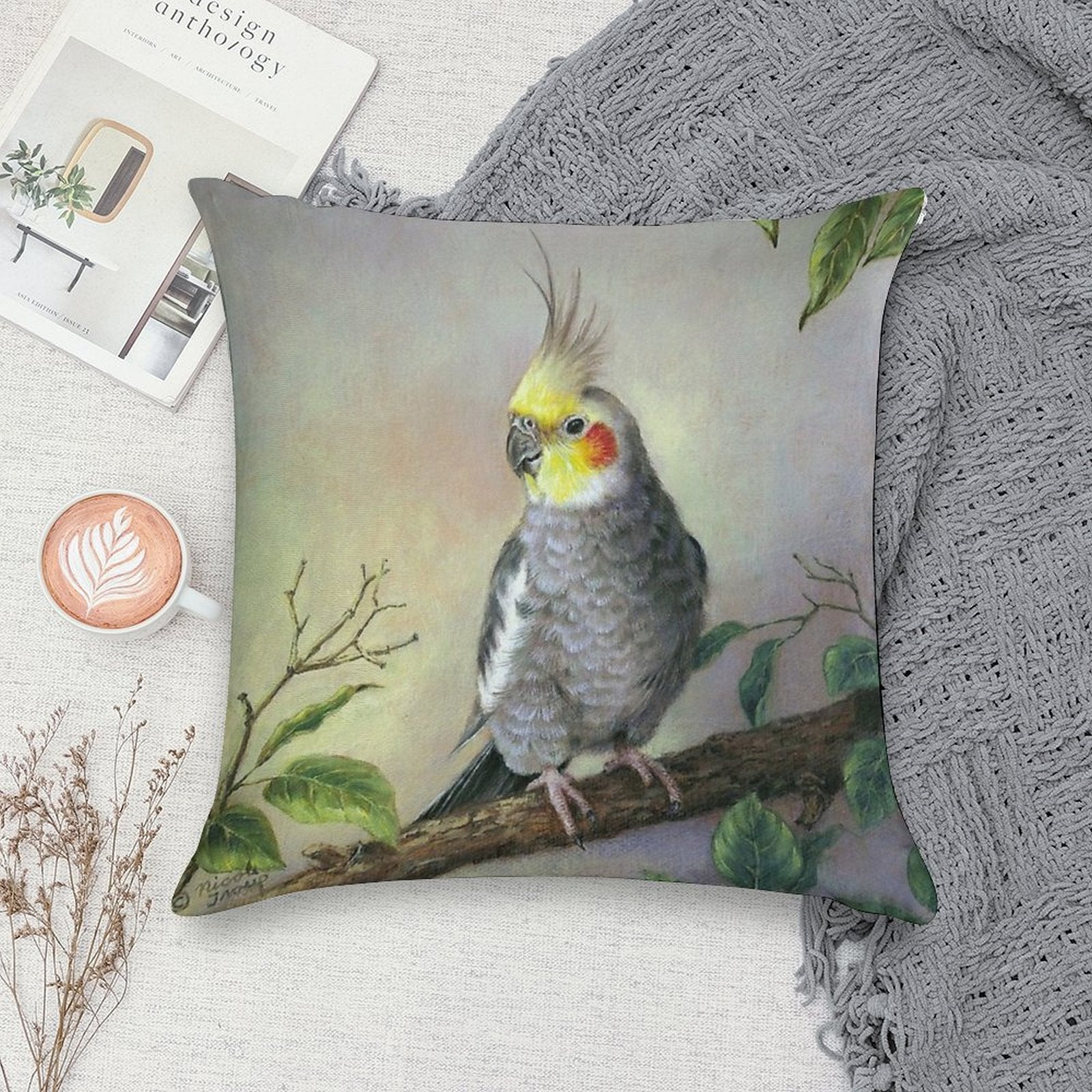 Cockatiel Soft Easy Maintenance Throw Pillow
