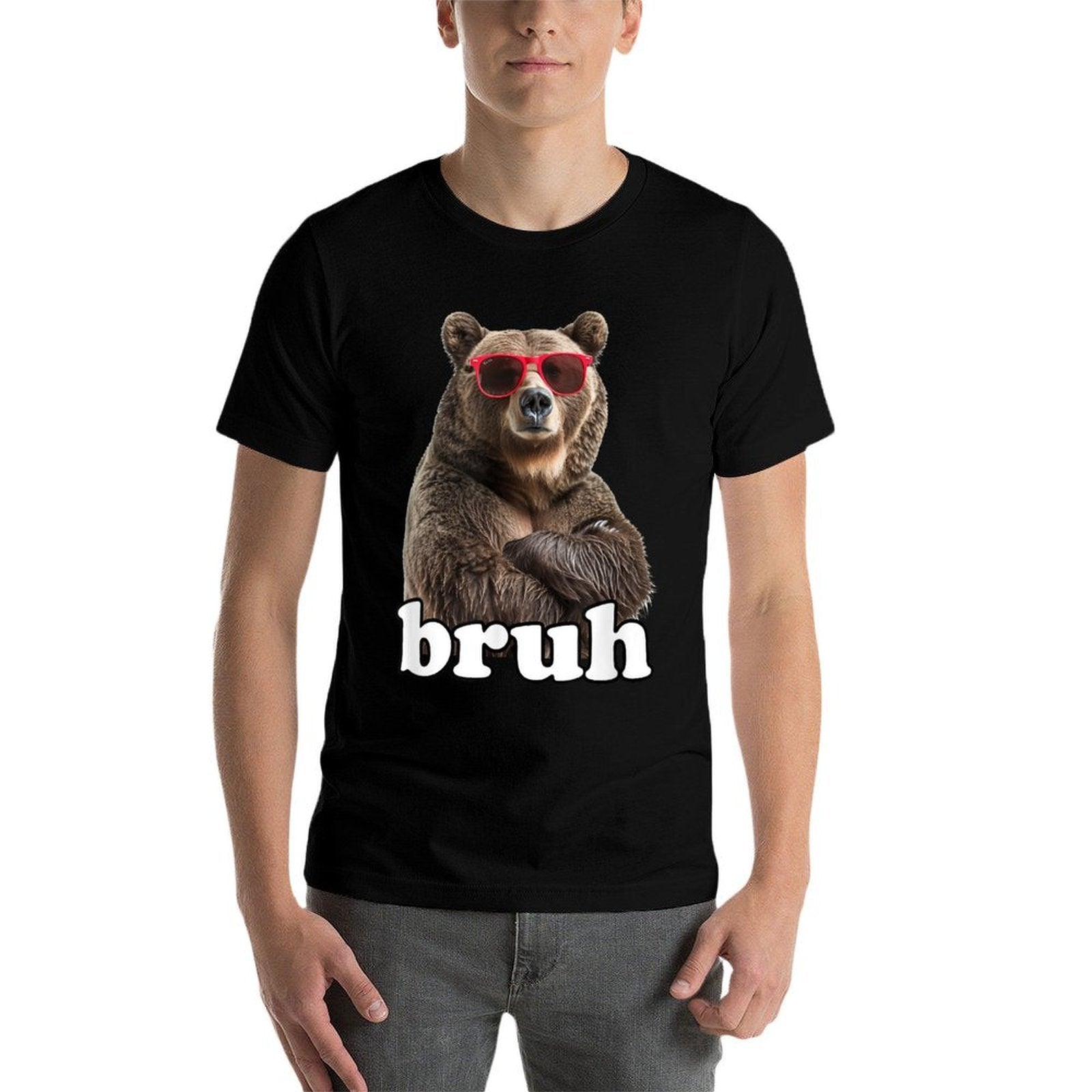 Bruh Boys Funny Cool Bear Sunglasses Bruh Meme Saying  Tagless Design T-Shirt
