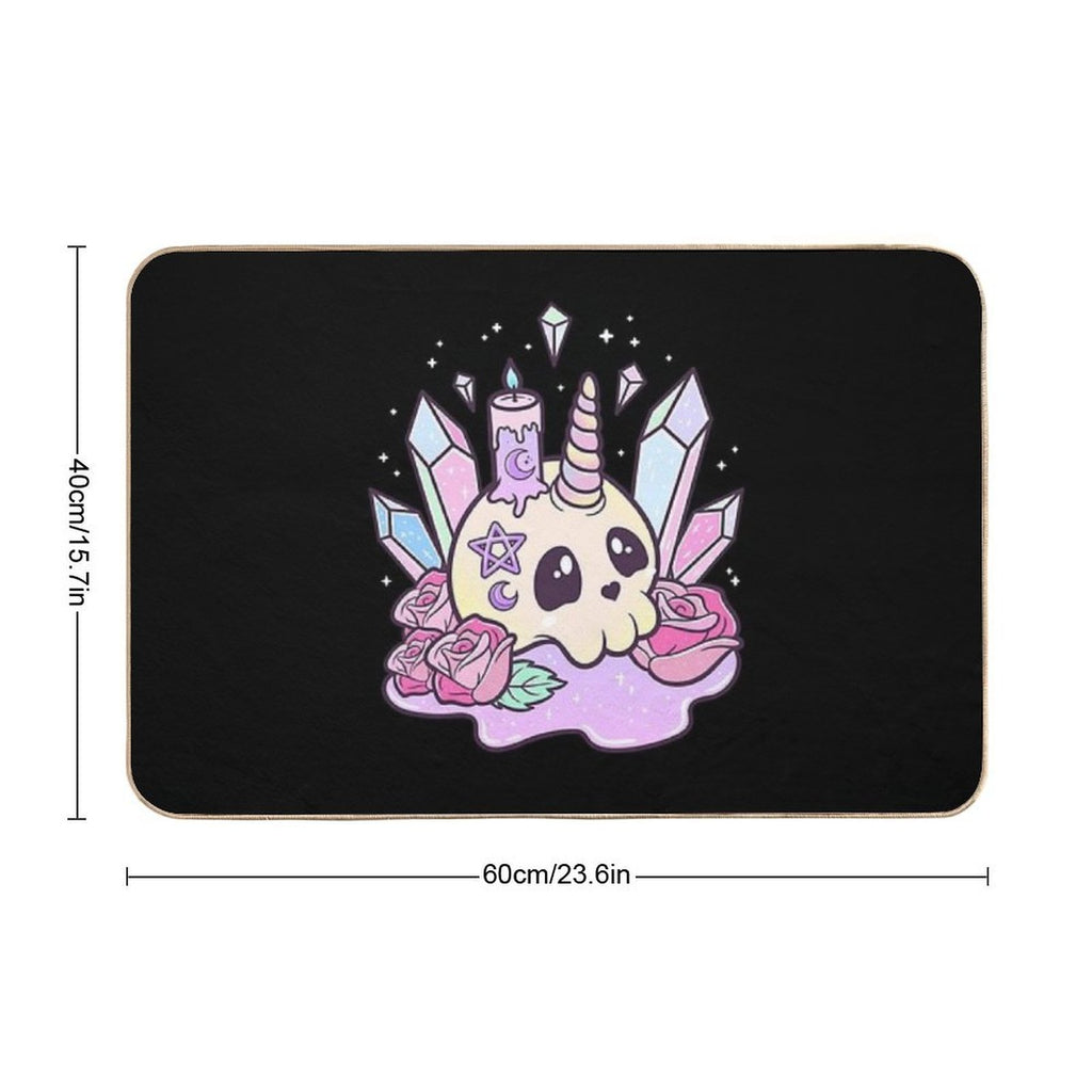 Kawaii Pastel Goth Cute Creepy Occult Skull  Absorbent Bath Mat