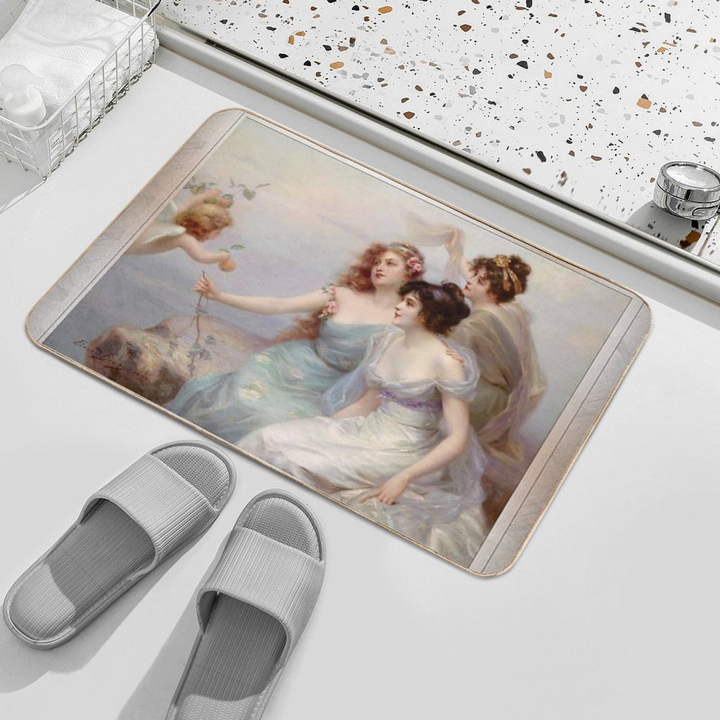 Die Drei Grazien (The Three Graces) by Edouard Bisson Remastered Xzendor7 Classical Art Old Masters Reproductions  High-Traffic Bath Mat