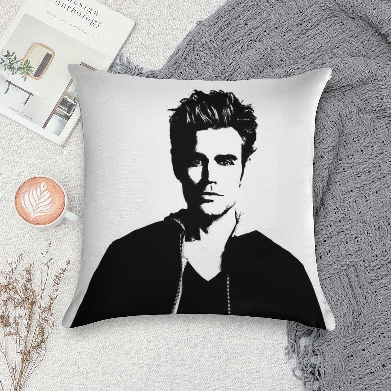 Paul Wesley Felt Soft Bedroom Essential Throw Pillow