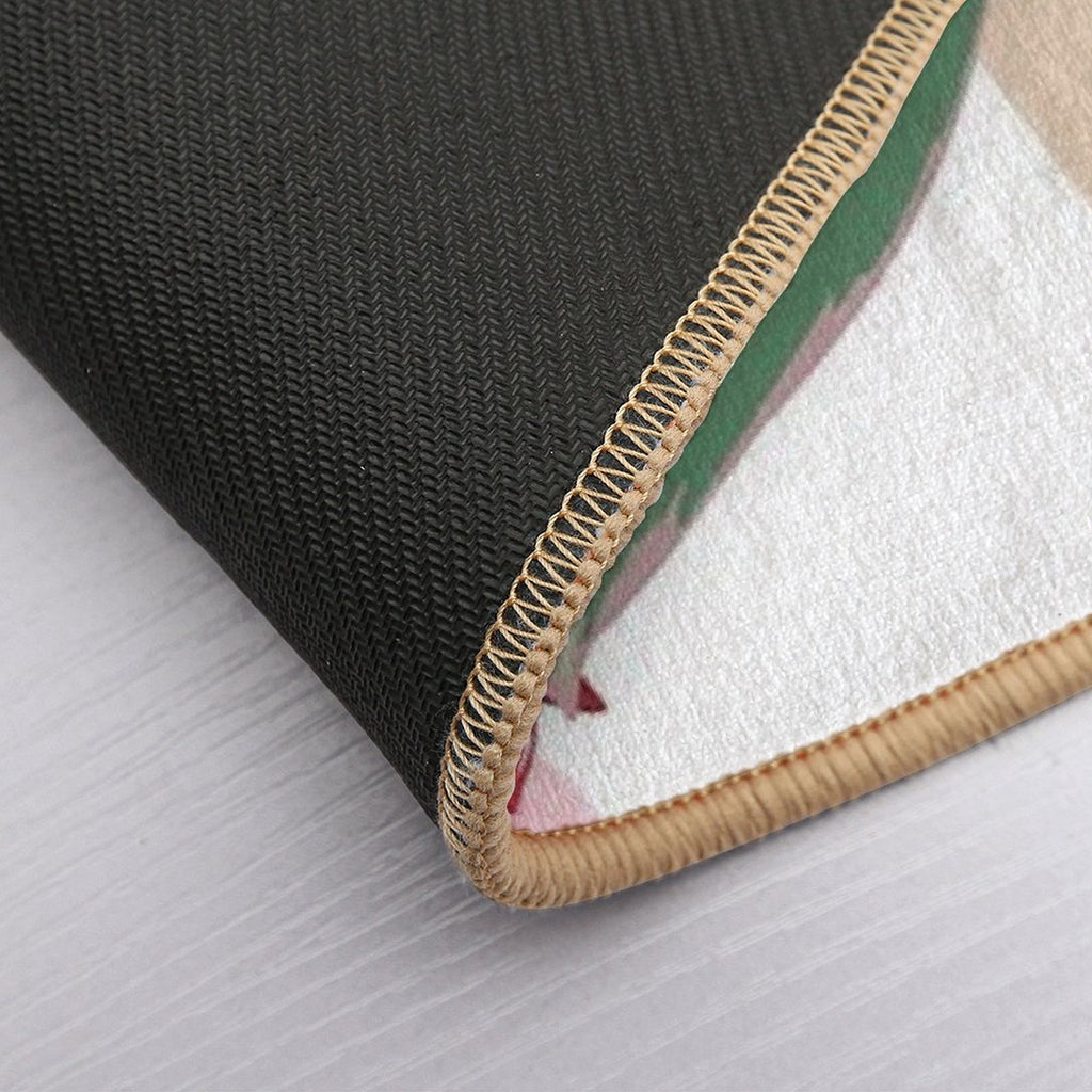 Seamless Floral Pattern with Tropical Pink Flowers with Exotic Leaves.  Stain-Proof Bath Mat