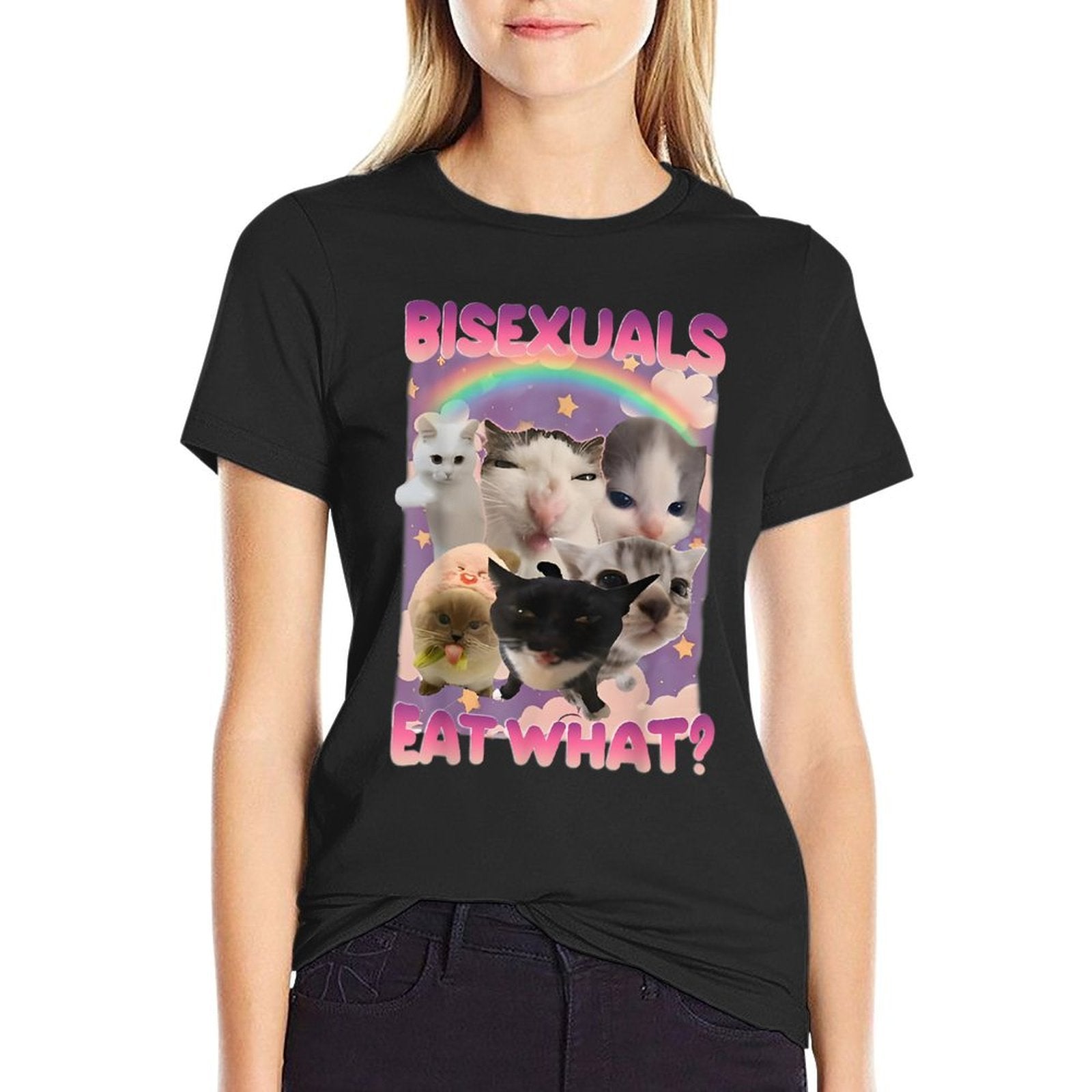 Bisexuals Eat What Funny Cat Unicorn Meme LGBT Humor  Versatile T-Shirt