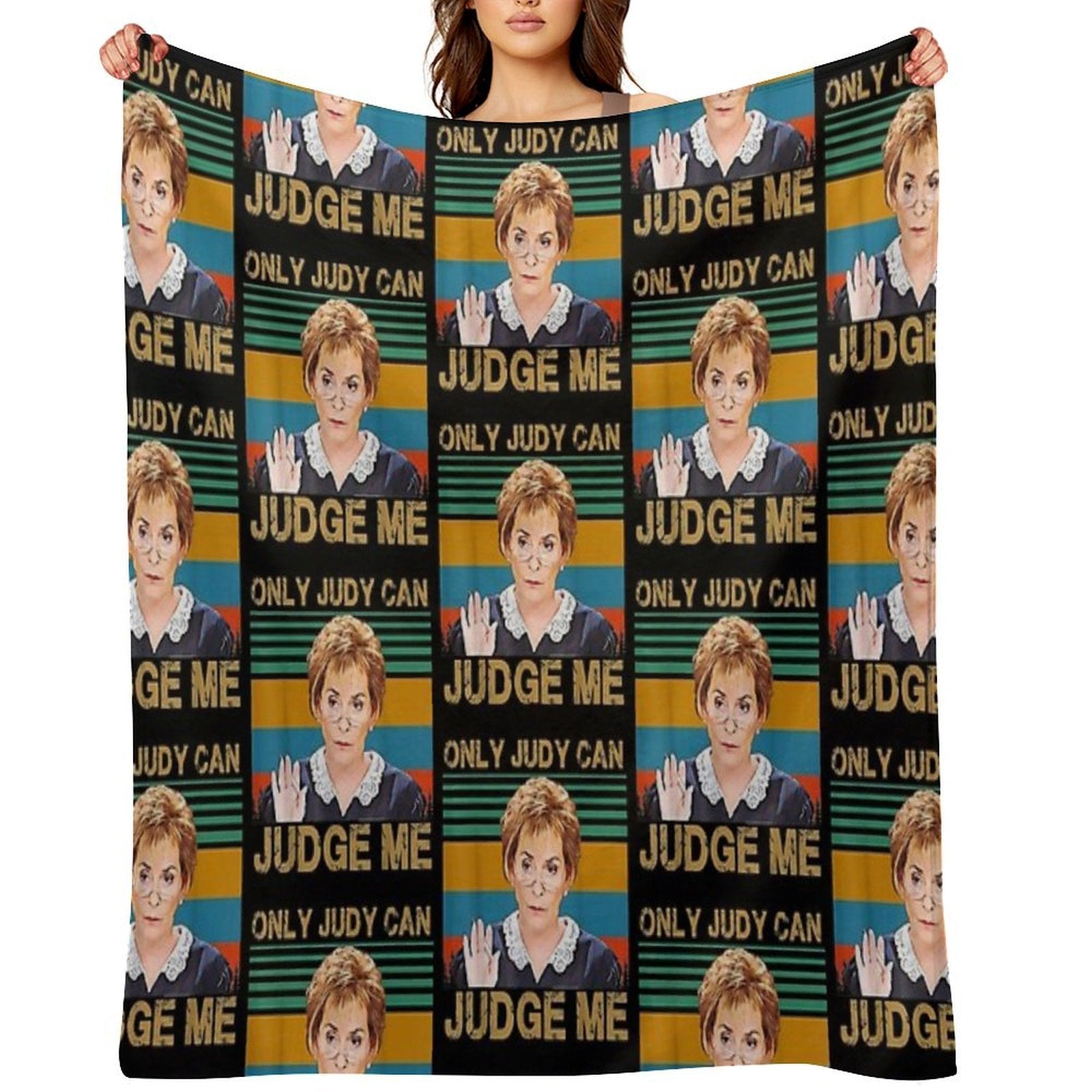Funny Only Judy Can Judge Me Retro Vintage Sustainable Throw Blanket