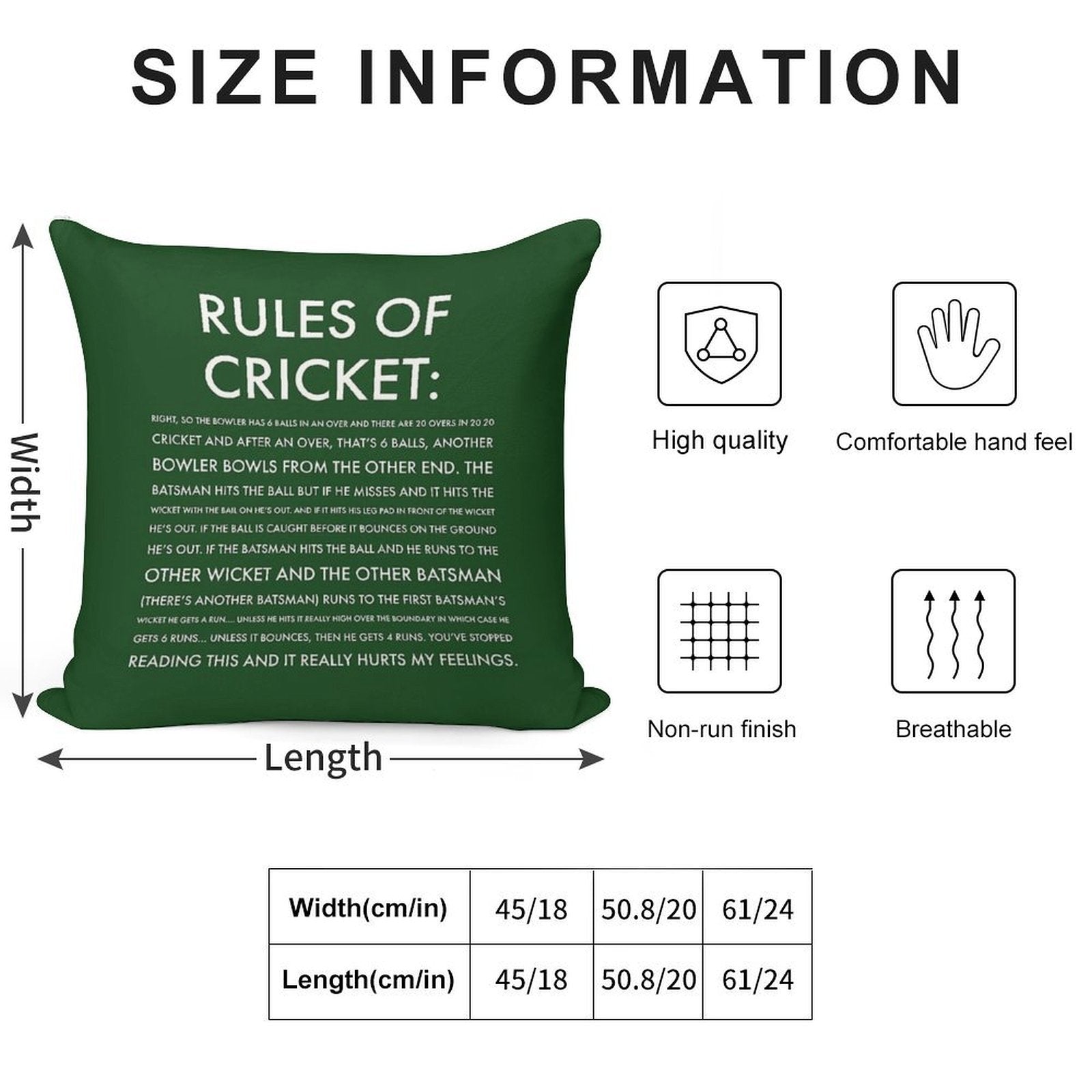 Rules of Cricket - Funny Soft Washable Throw Pillow