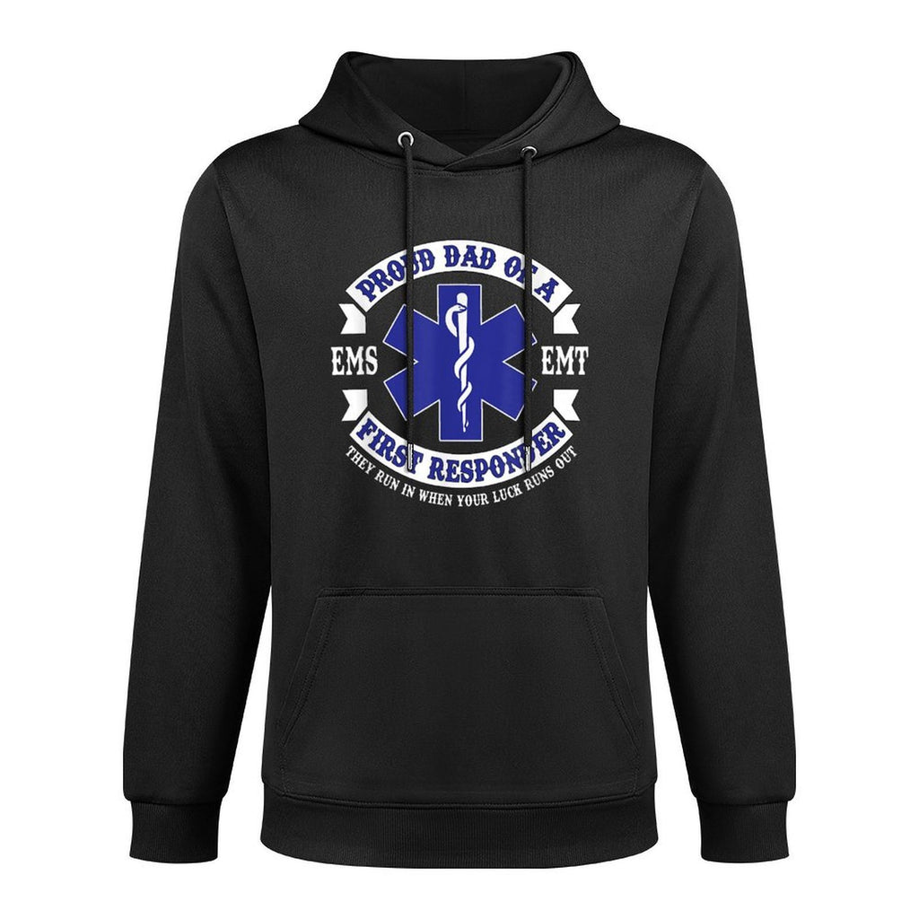 Proud Dad First Responder EMS EMT Novelty Graphic Apparel Versatile Streetwear Hoodie