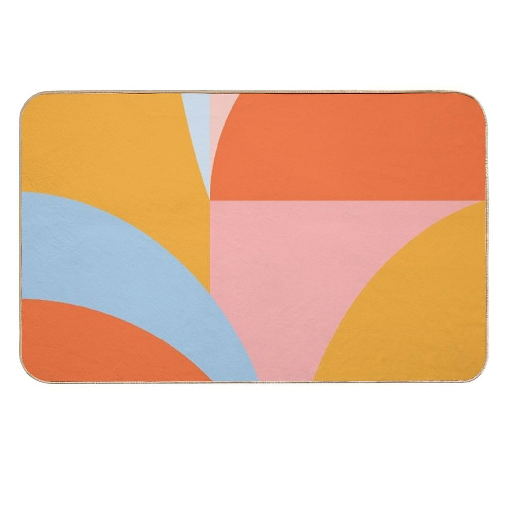 Geometric Shapes  Retro Beach Vibes Colors  Eco-Friendly Bath Mat