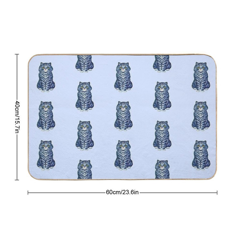 Cat in Blue by Artist Louis Wain  Non-Slip Bath Mat
