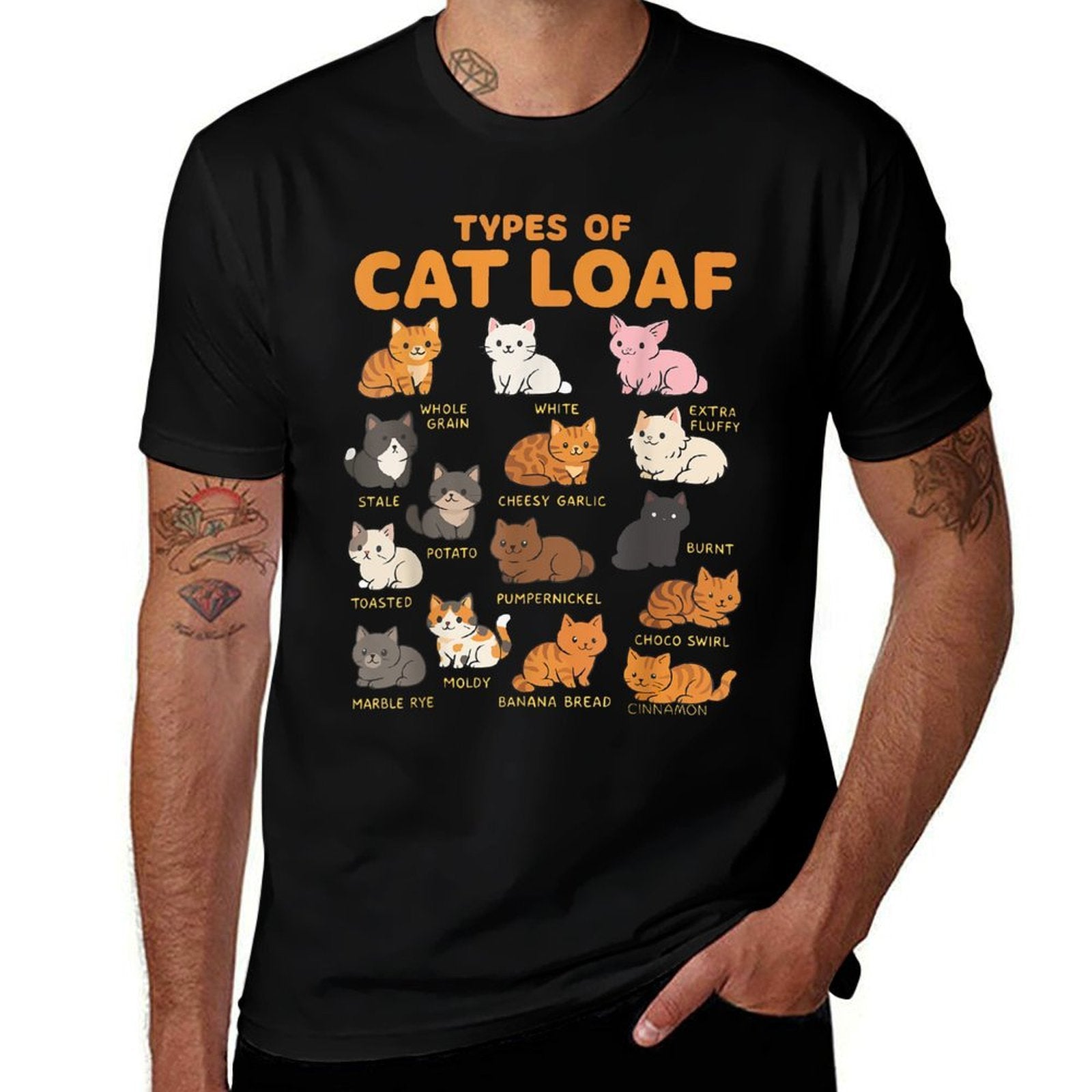 Funny Type of Cat-Loaf Feline Cat Meme Humor Cats Saying  Rolled Sleeves T-Shirt