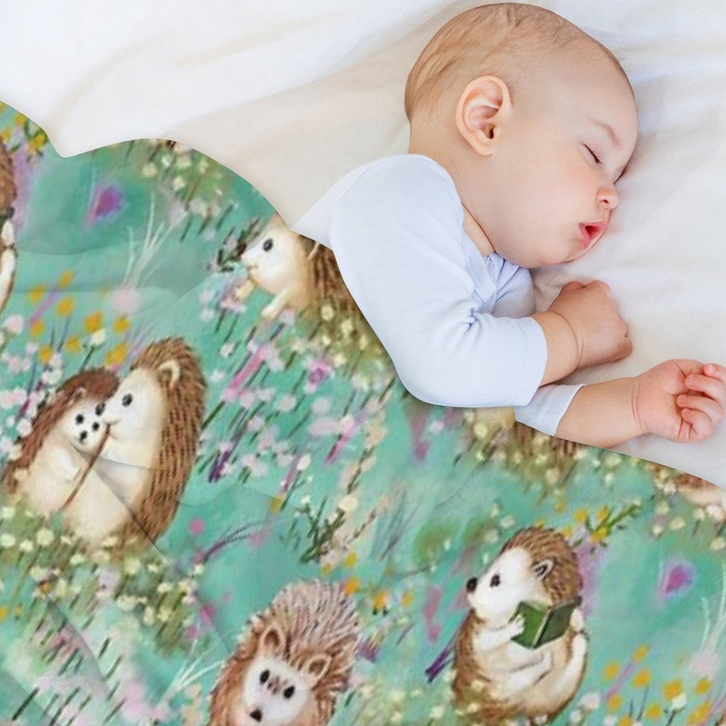 Hedgehog Spring Floral Velvety-soft Throw Blanket