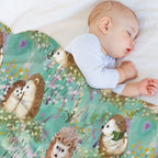 Hedgehog Spring Floral Velvety-soft Throw Blanket