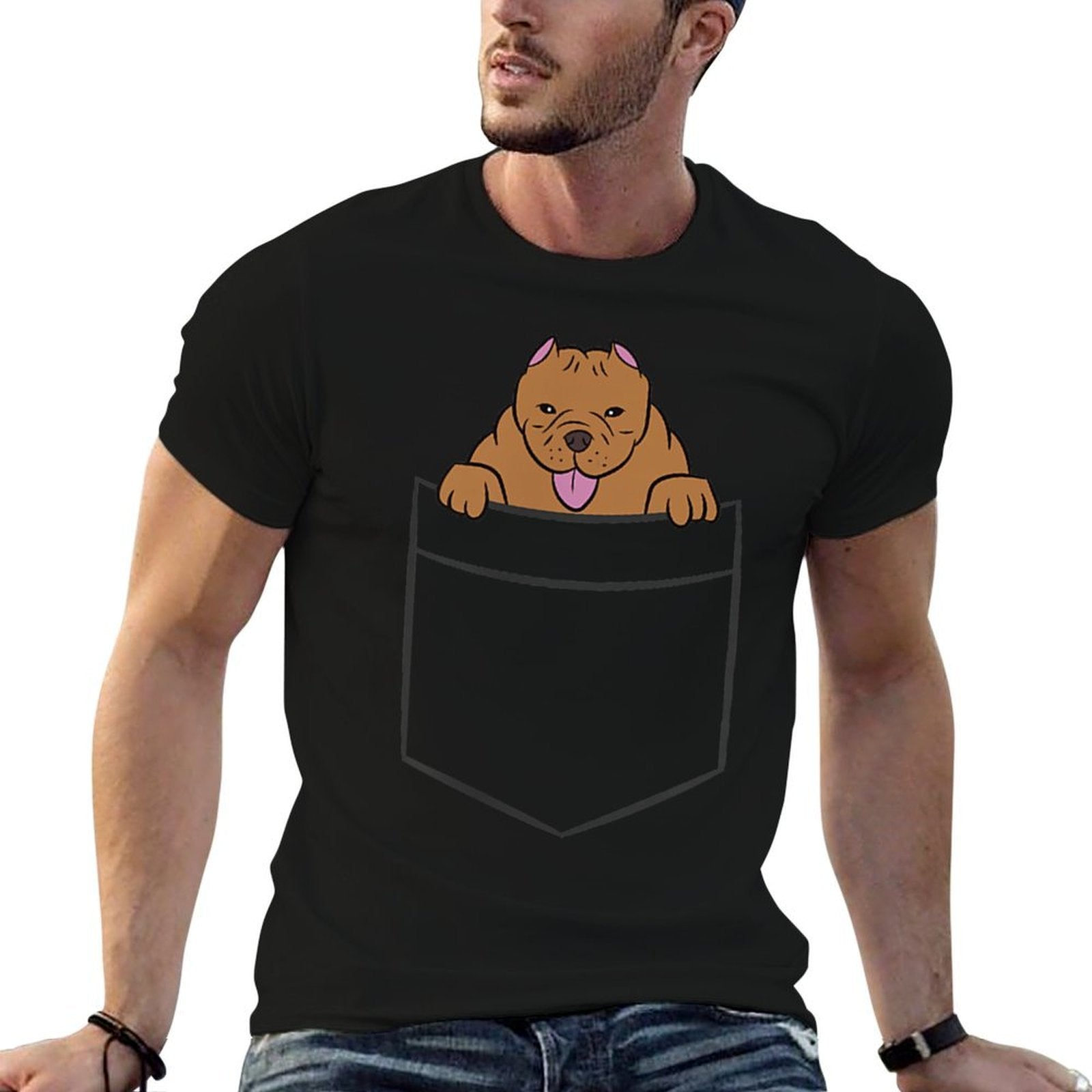 American Bully In The Pocket Cute American Bully  Fade-proof Color T-Shirt