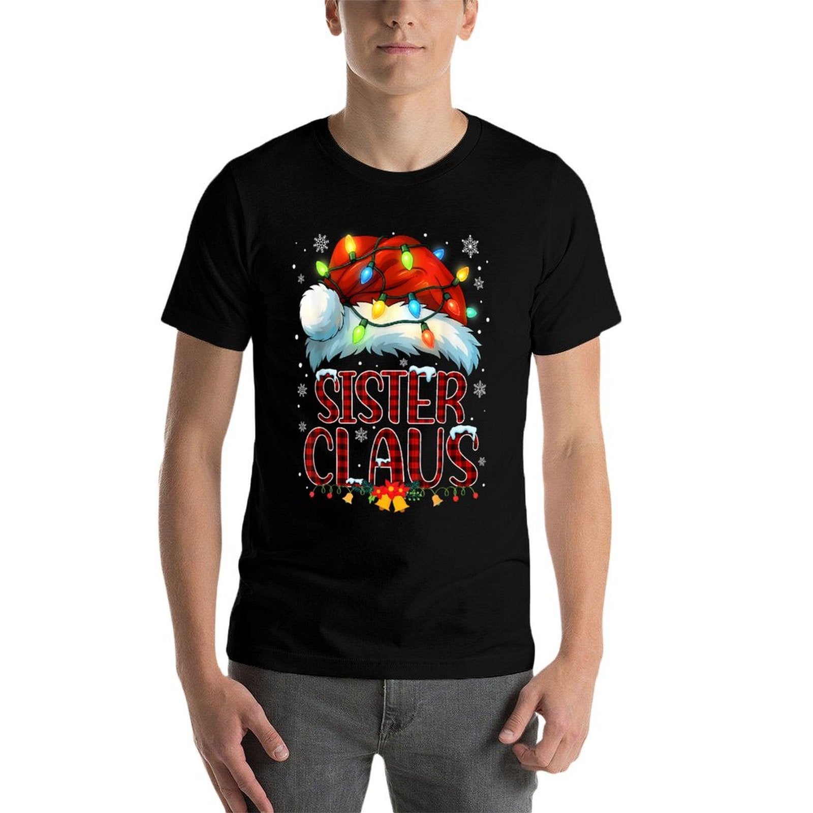 Christmas Hat Lights Pajama Sister Claus Family Matching  Stretchy T-Shirt