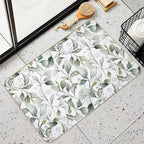 Elegant Watercolor Leaf Design on White Background  Non-Slip Bath Mat