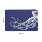 Half Octopus  Left Side  Vintage Octopus  Tentacles  Sea Creatures  Nautical  Ocean  Sea  Beach  Diptych  Navy Blue An  Slip-Resistant Bath Mat