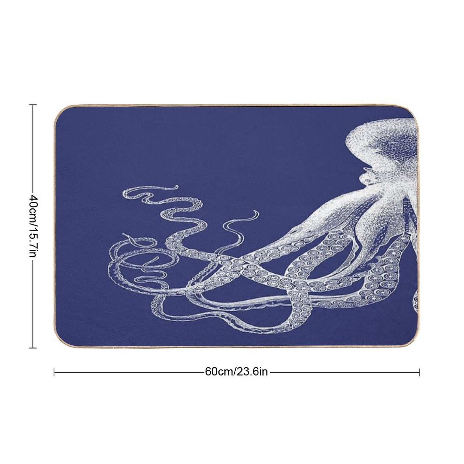 Half Octopus  Left Side  Vintage Octopus  Tentacles  Sea Creatures  Nautical  Ocean  Sea  Beach  Diptych  Navy Blue An  Slip-Resistant Bath Mat