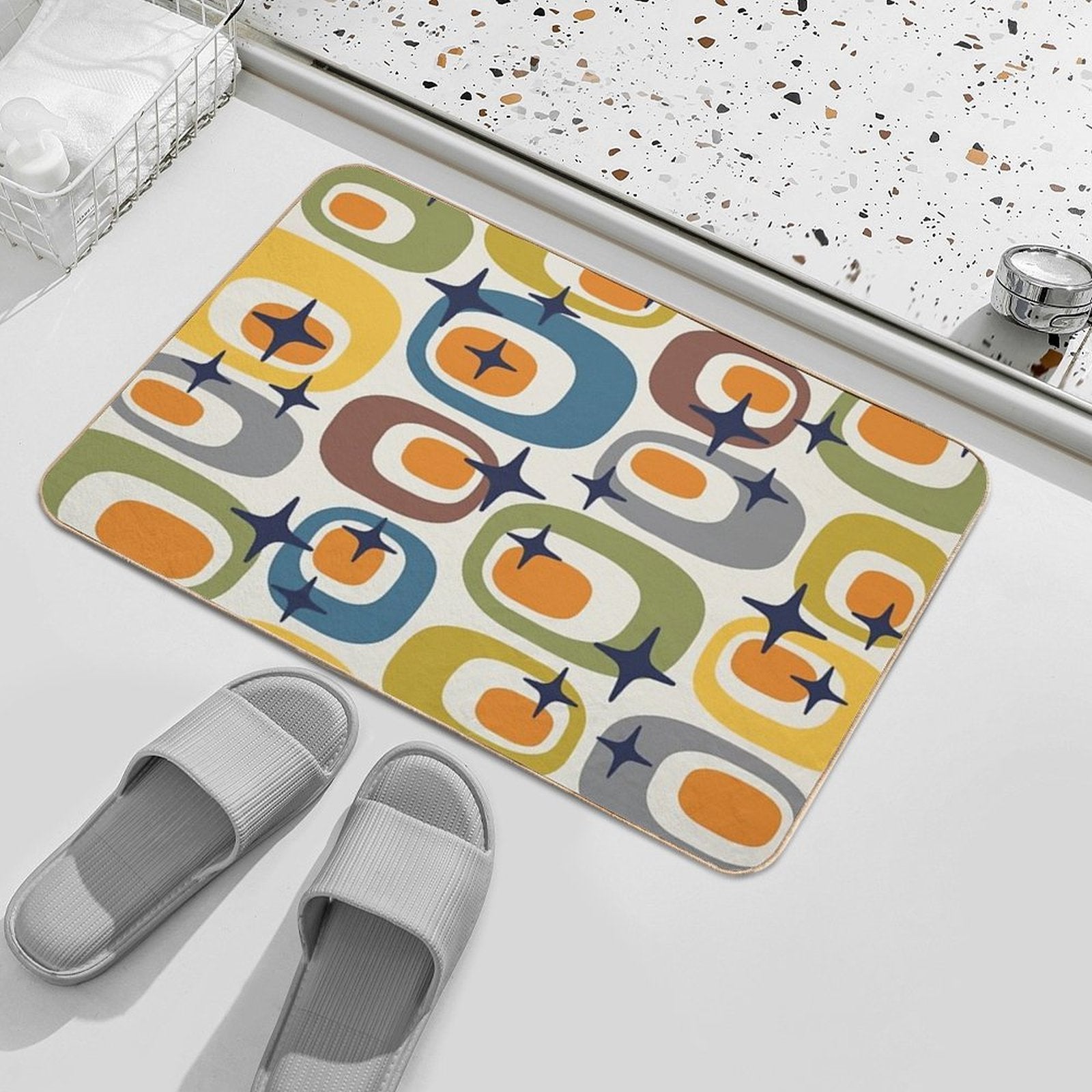 Mid Century Modern Atomic Sparkles 735  Stain-Proof Bath Mat