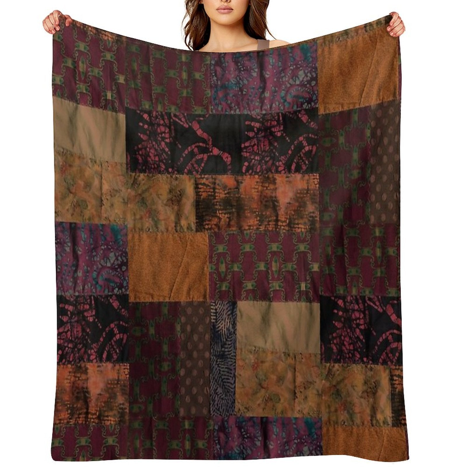 Red Textiles, Mixed Media, Fiber Artist All-season Throw Blanket