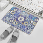 Blue Moroccan Tile Pattern  Rapid-Drying Bath Mat