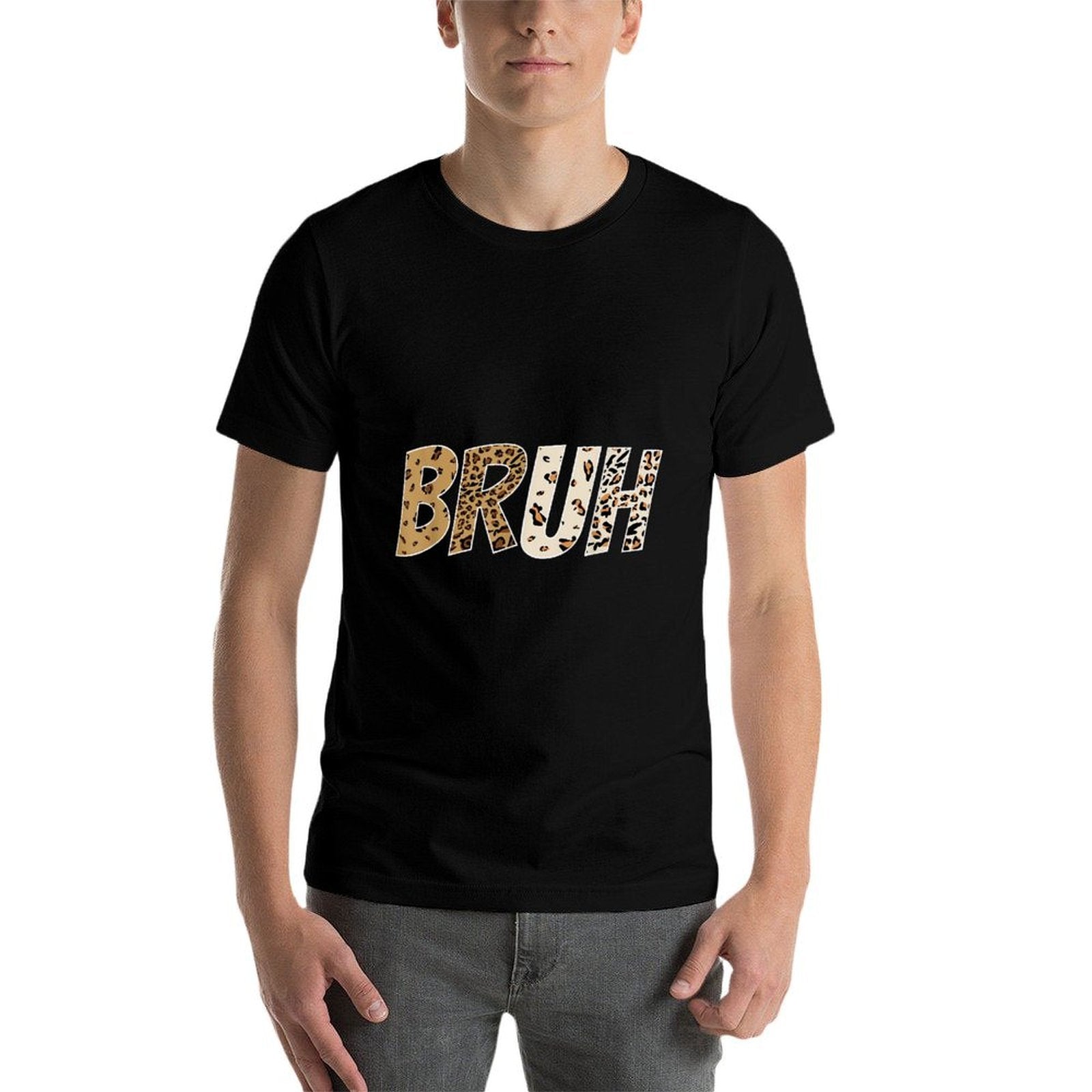Leopard Cheetah Animal Print Funny Bruh For Boys Girls  Lightweight T-Shirt