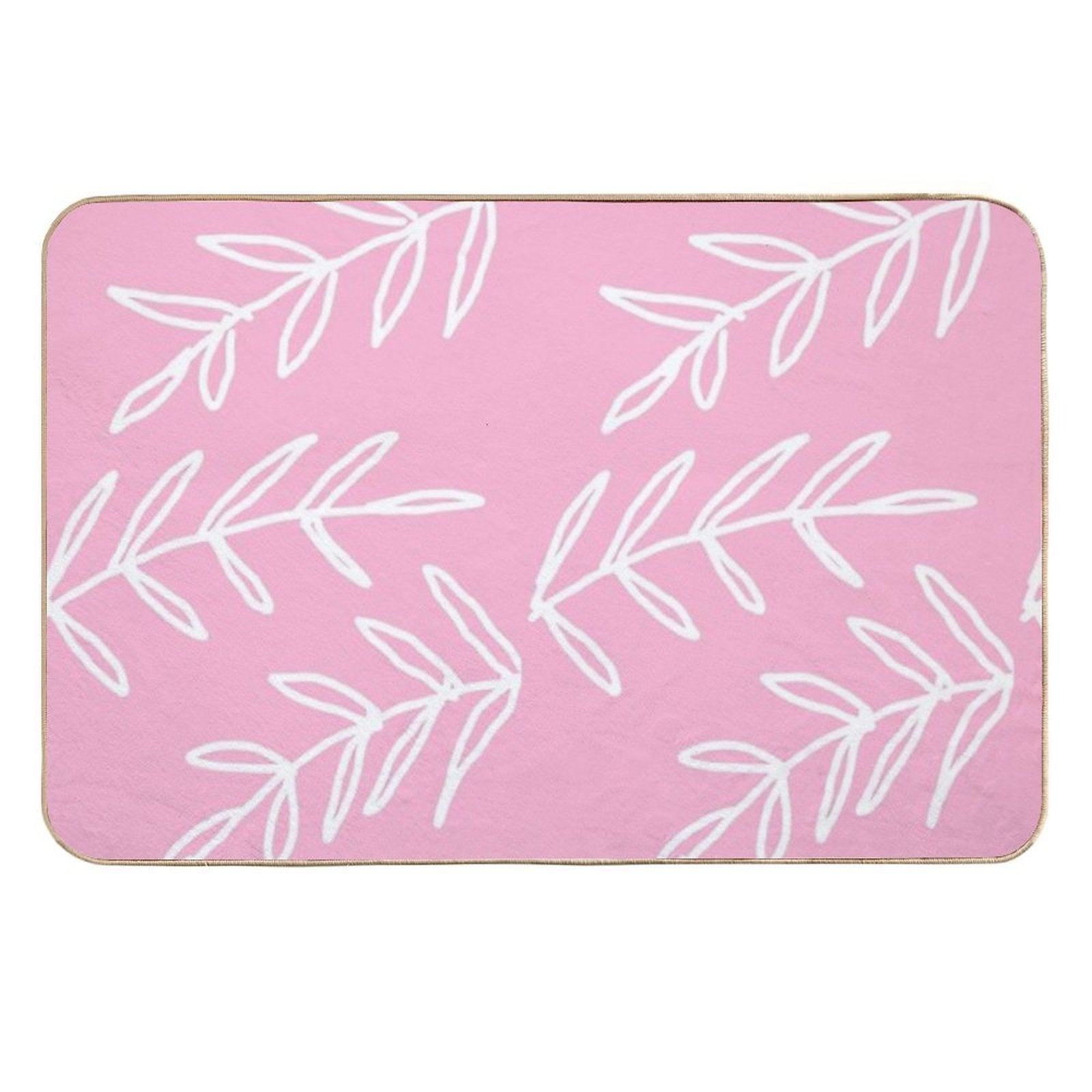 Cute Bohemian Leaves on Pink Background  Versatile Bath Mat