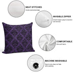 Gothic Damask Purple Soft Anti-Pilling Throw Pillow