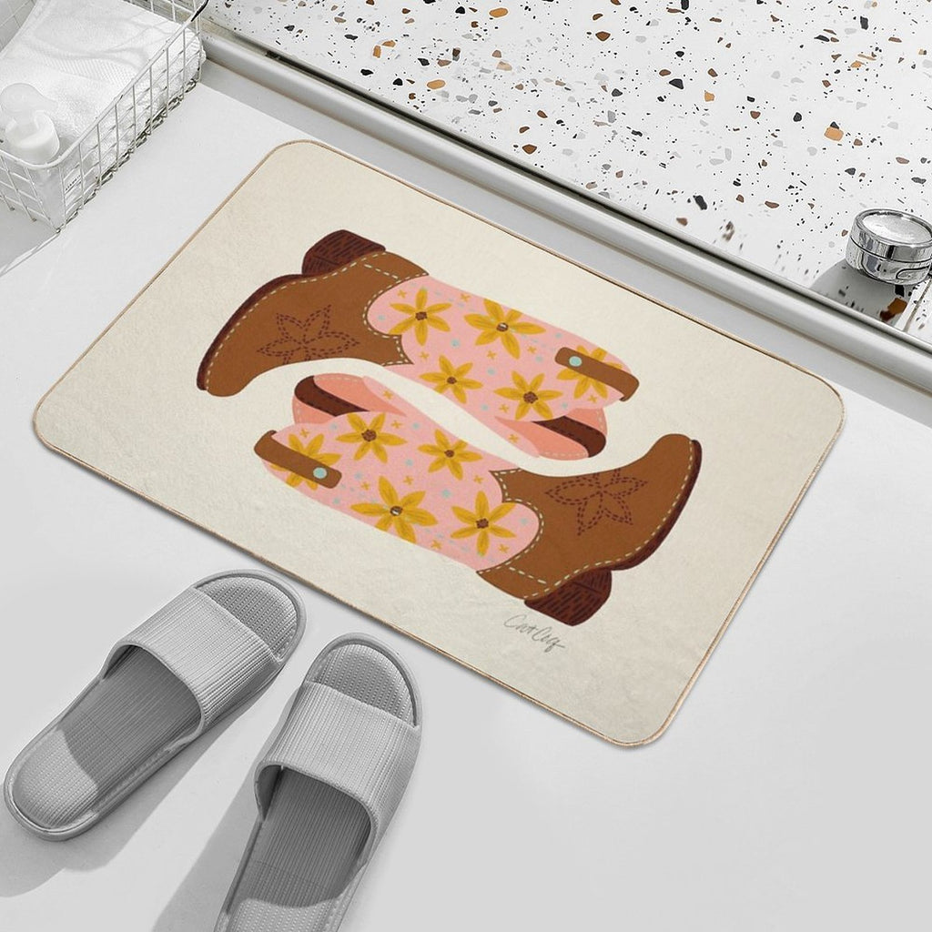 Cowgirl Boots – Blush & Mint Durable Bath Mat