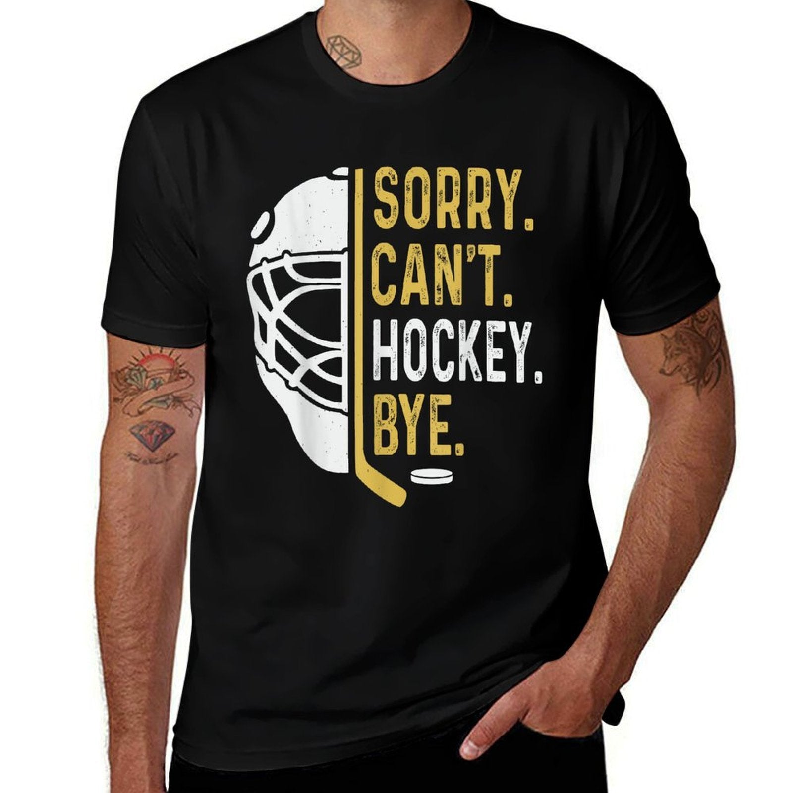 Sorry Cant Hockey Bye Vintage Retro Funny Hockey Players  Polyester Blend T-Shirt
