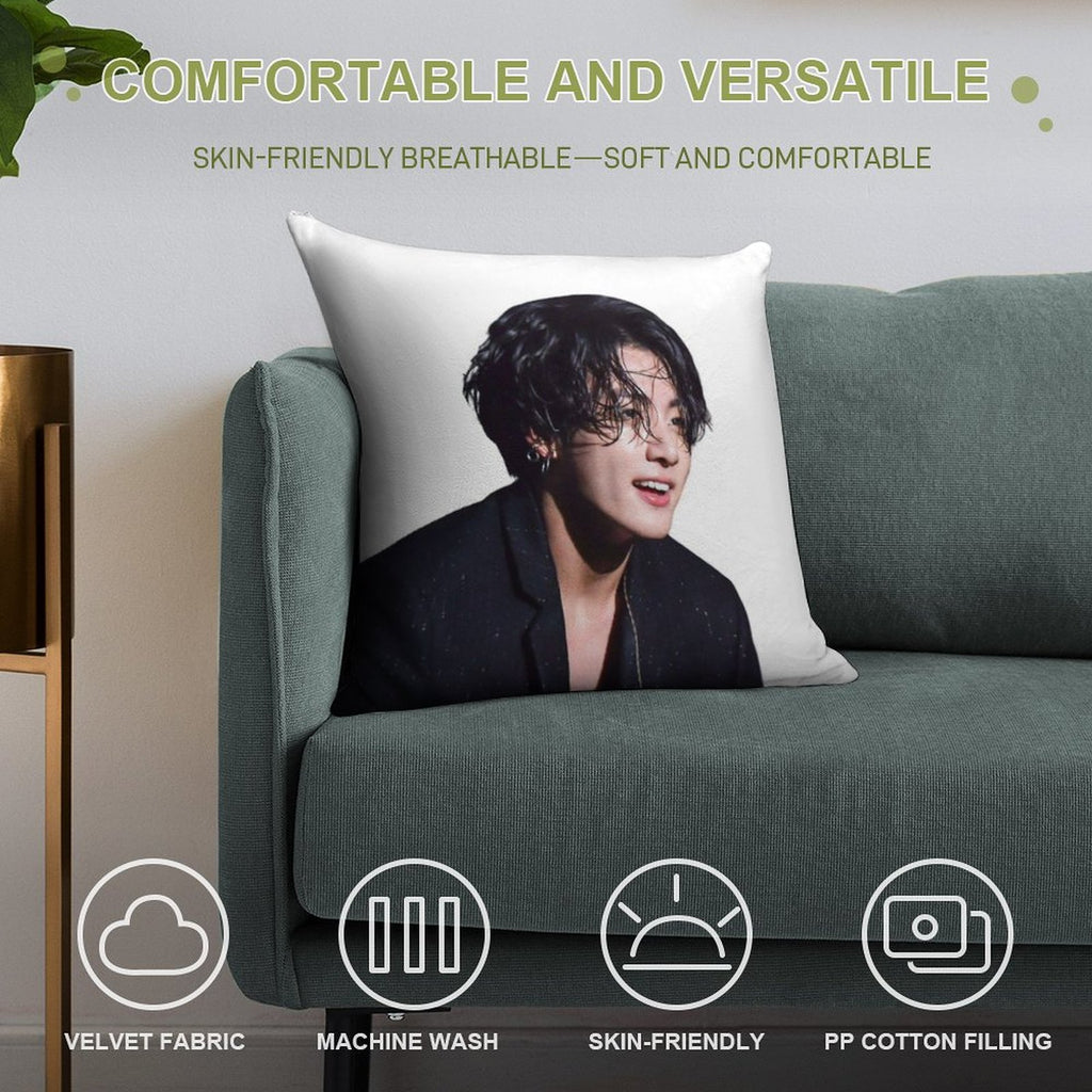 Jungkook Long Hair Hot Soft Multiple Sizes Throw Pillow