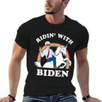 Unicorn Ridin With Biden Funny Joe Biden  Heathered Texture T-Shirt