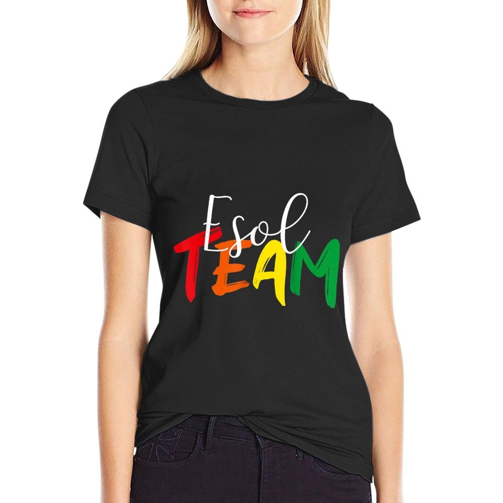 ESOL Team Teacher Her Rainbow Colors First Day School Outfit  Cotton T-Shirt
