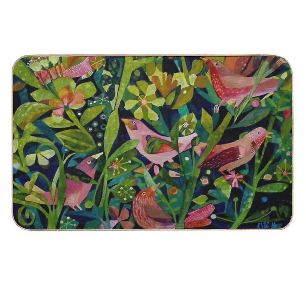 Three Pink Birds  Easy Maintenance Bath Mat