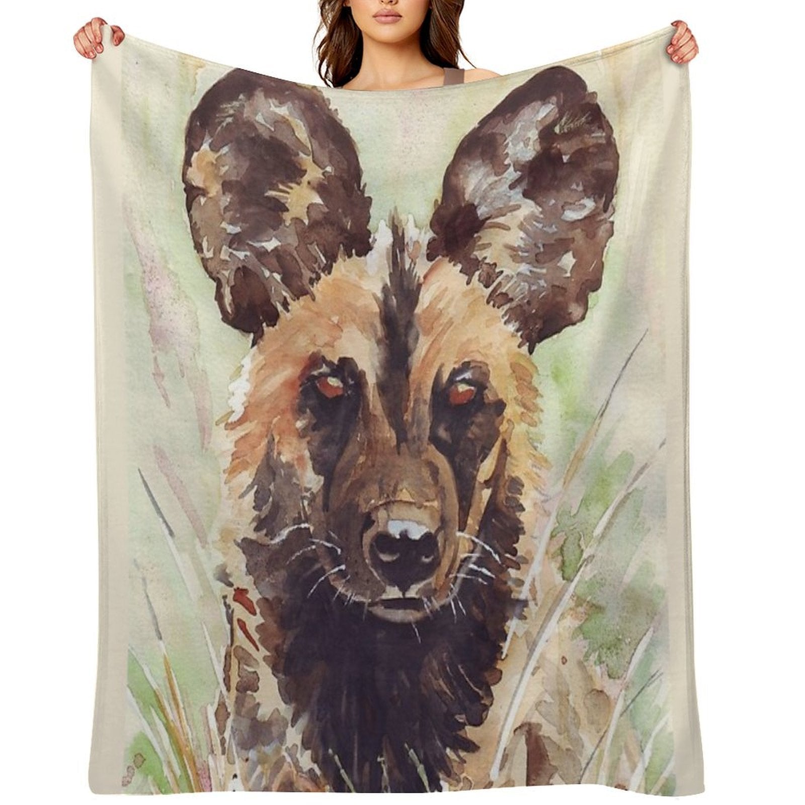 African Wild Dog Premium Throw Blanket
