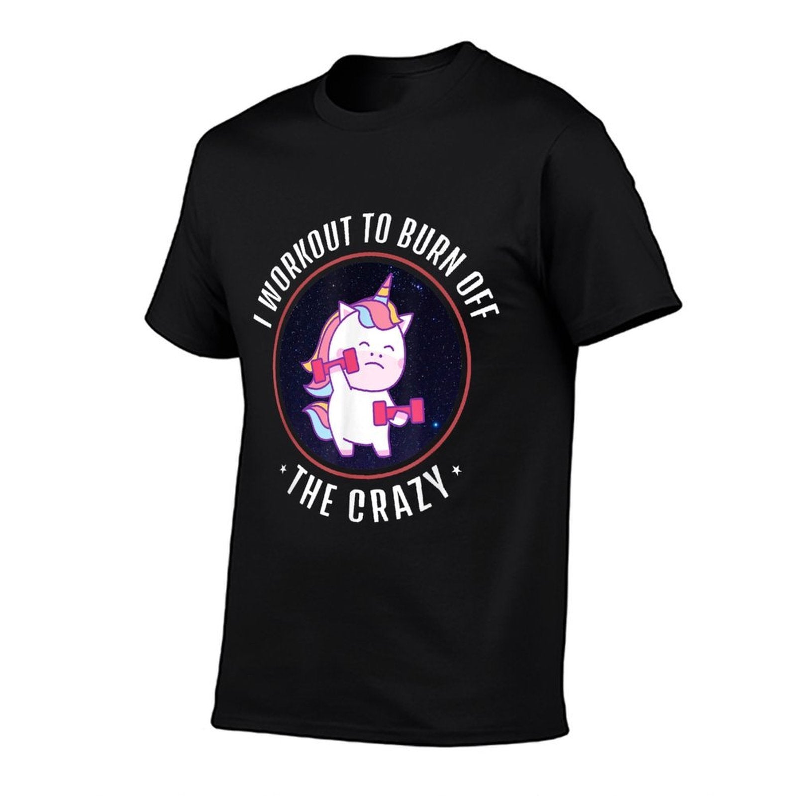 I Workout To Burn Off The Crazy - Funny Unicorn Workout  Oversized Silhouette T-Shirt